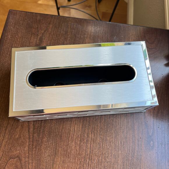 Vtg MCM Stylebuilt Accessories Inc New York Woven Brass Trim Tissue Box Vanity - Picture 4 of 11